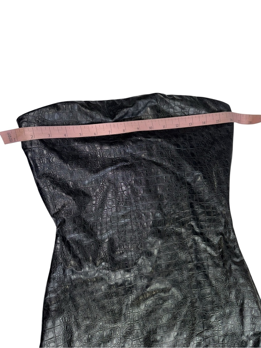 Naked wardrobe Croc Embossed Strapless Faux Leather Black Minidress Medium - Picture 4 of 9